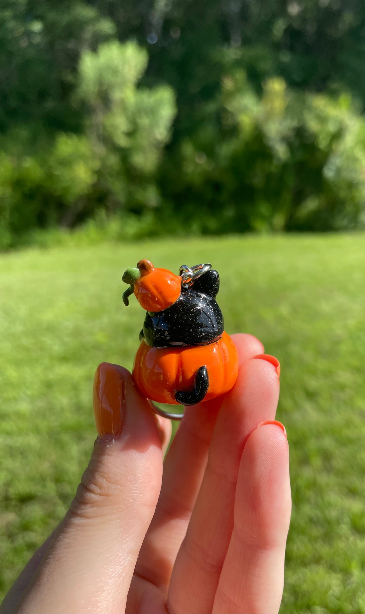 Pumpkin Kitty Keychain