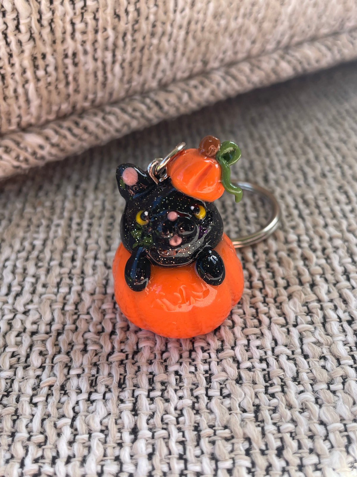 Pumpkin Kitty Keychain