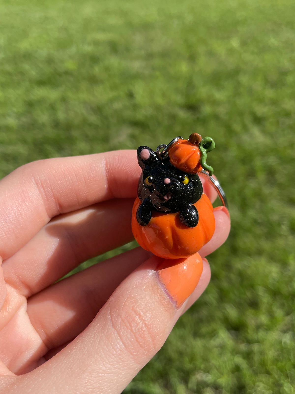 Pumpkin Kitty Keychain