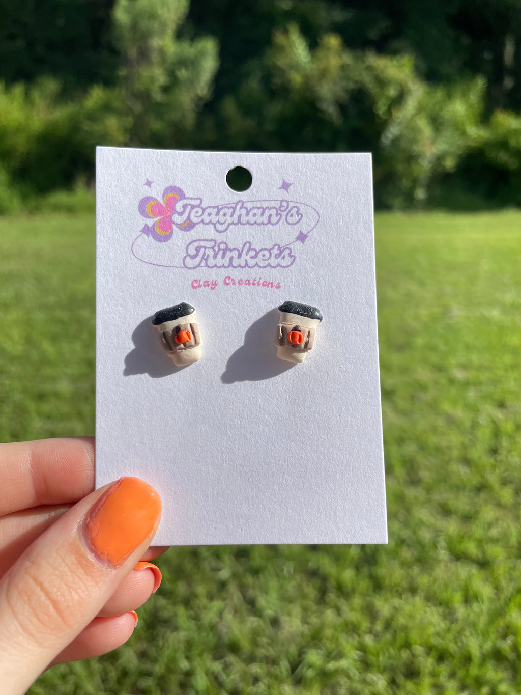 Pumpkin Coffee Cup Studs