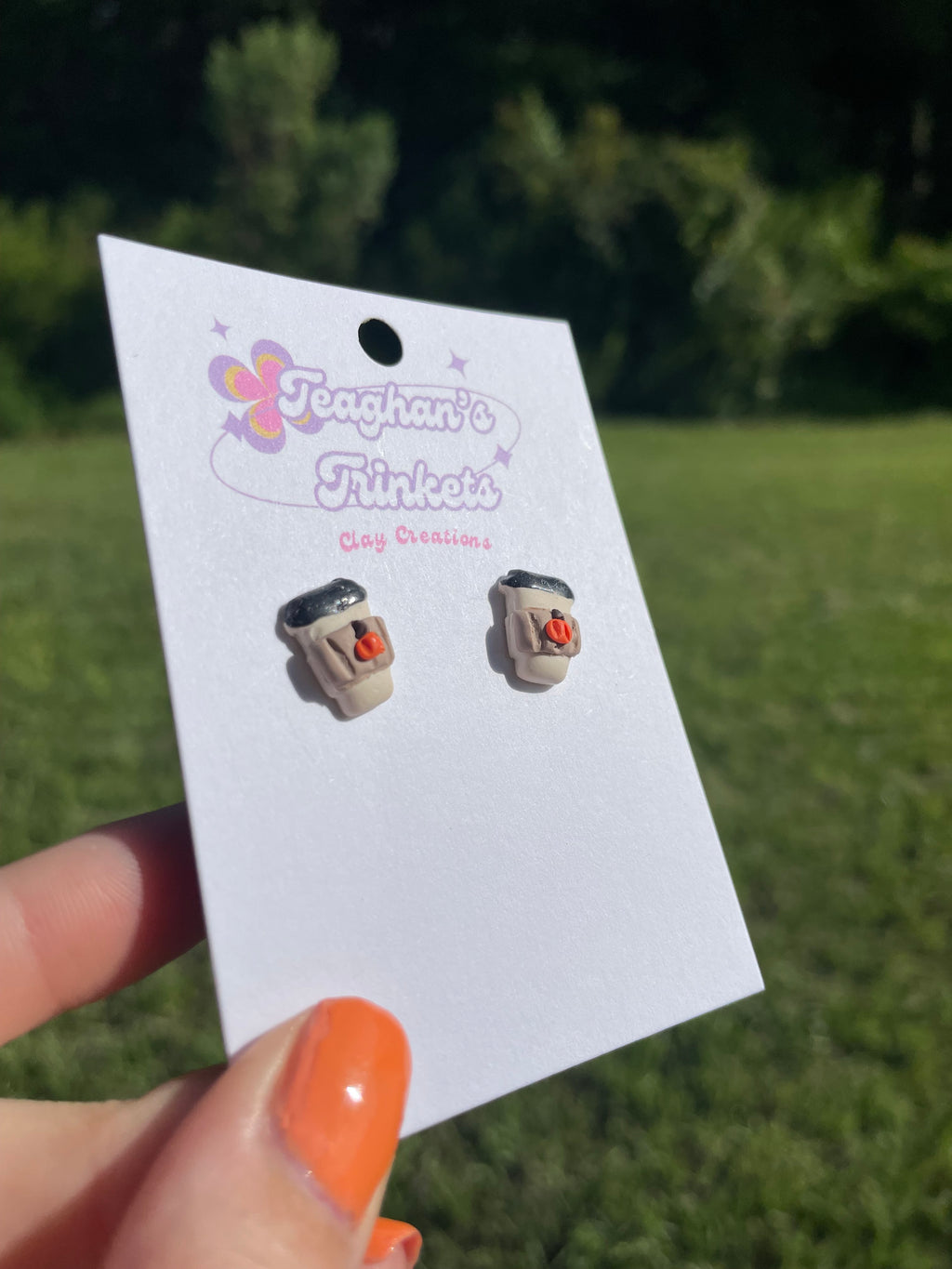 Pumpkin Coffee Cup Studs