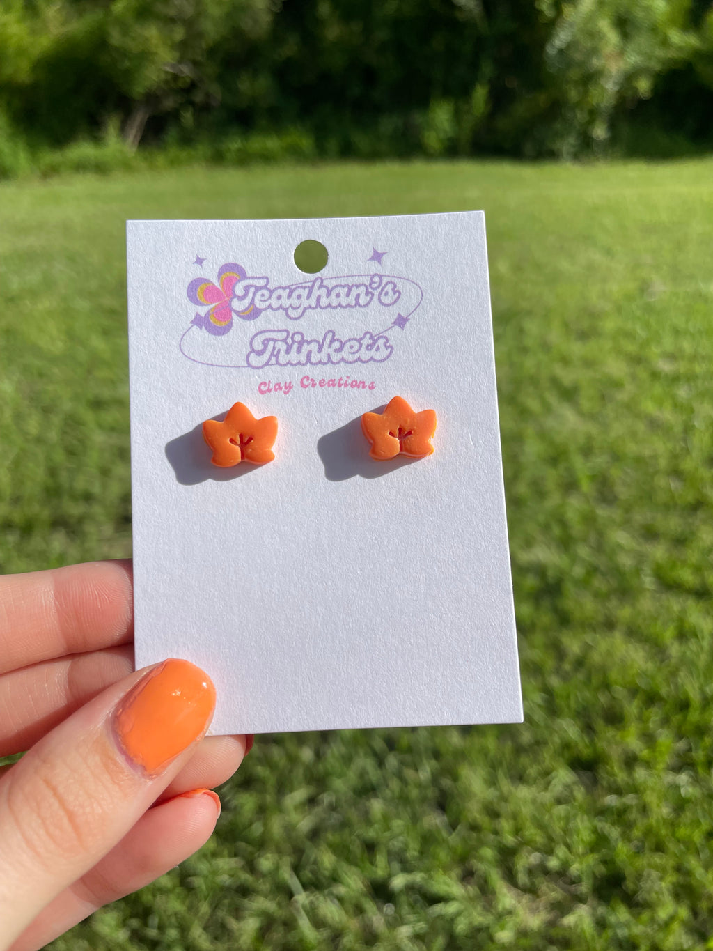 Orange Leaf Studs