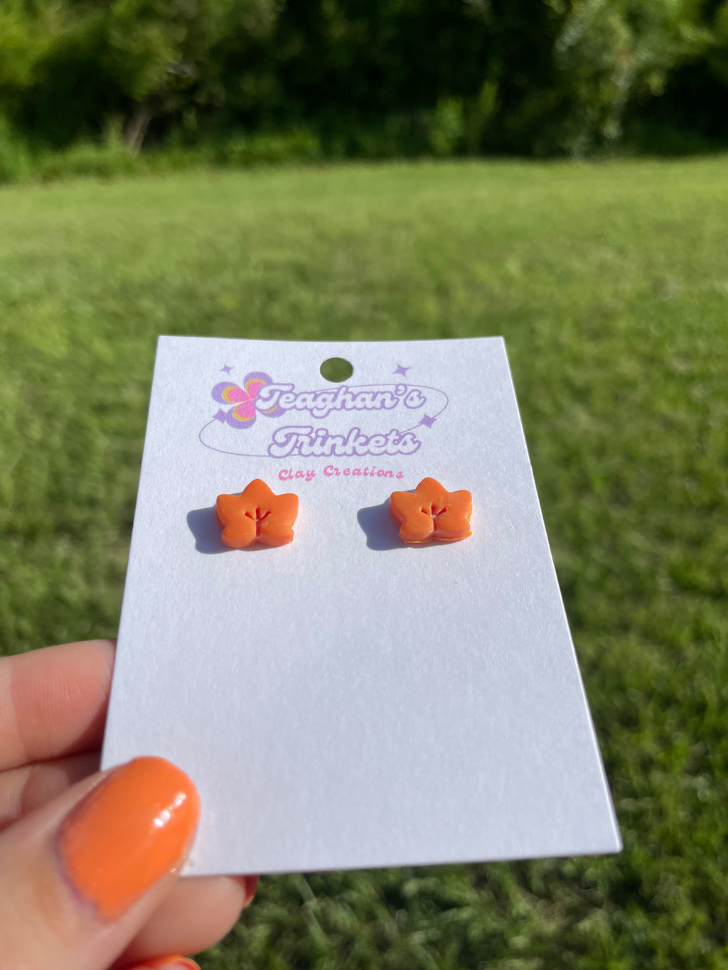 Orange Leaf Studs